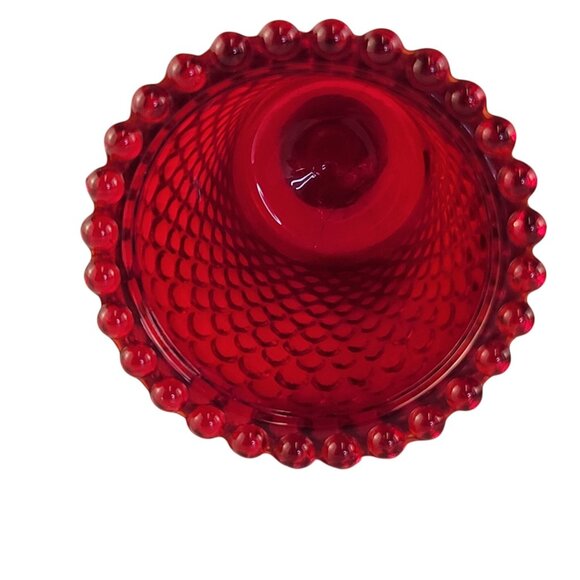 Ruby Red Hobnail Bubble Glass Votive Candle Holder,  Festive Table Accent - Picture 4 of 8